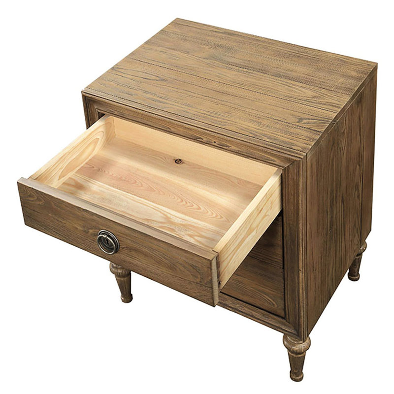 Table de chevet en chêne récupéré avec 3 tiroirs de chevet - Poignées en métal élégantes