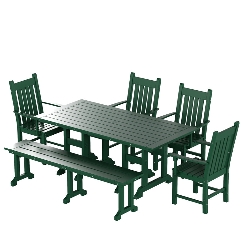 Ensemble de salle à manger de patio pour 70 personnes avec banc Laguna, Vert foncé