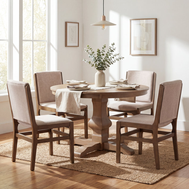 Chaises d'appoint Alagie, Noyer, Beige, Ensemble de 4