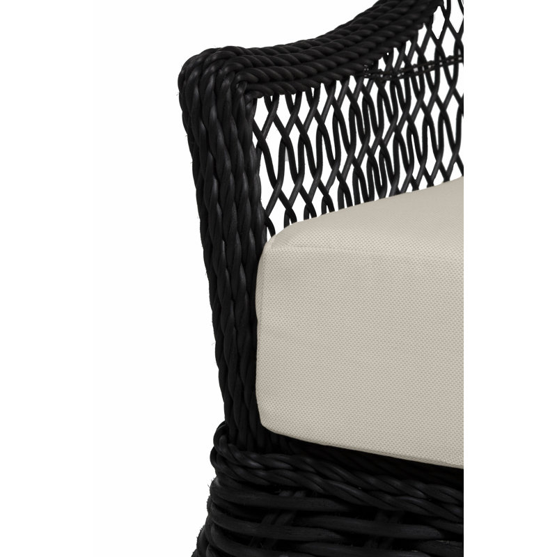 Soho Swivel Glider Chair with Cushions, Dove Sunbrella® Linen, Black, No Welt