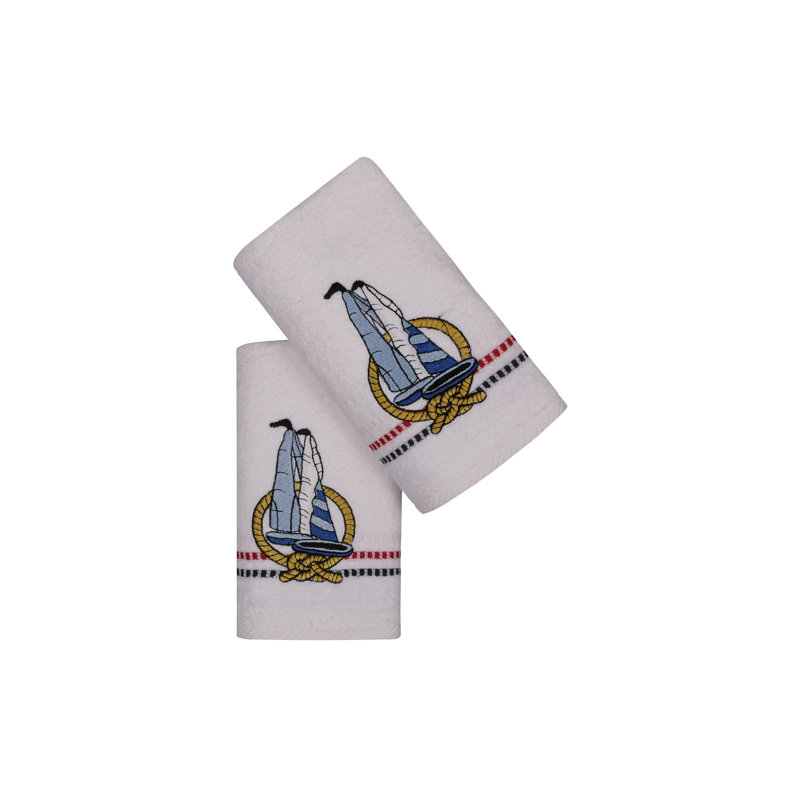 Ensemble de 2 serviettes 100% coton Metcalf, Blanc