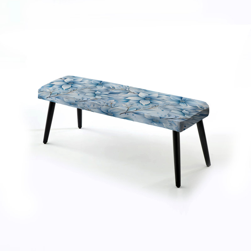 Banc rembourré floral noir, Marguerite arctique brise bleue