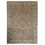 Hand Knotted Wool Area Rug in Rose And Ivory
