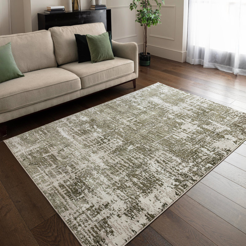 Annu Abstract Green Area Rug, Rectangle 80 x 150 cm