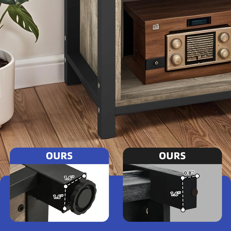 Support d'aquarium 3 en 1 compact avec rangement intégré et prises de courant, Gris / Noir