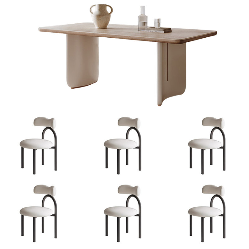 Ensemble de table de salle à manger de luxe crème clair, H 29,5 po x L 63 po x l 31,5 po