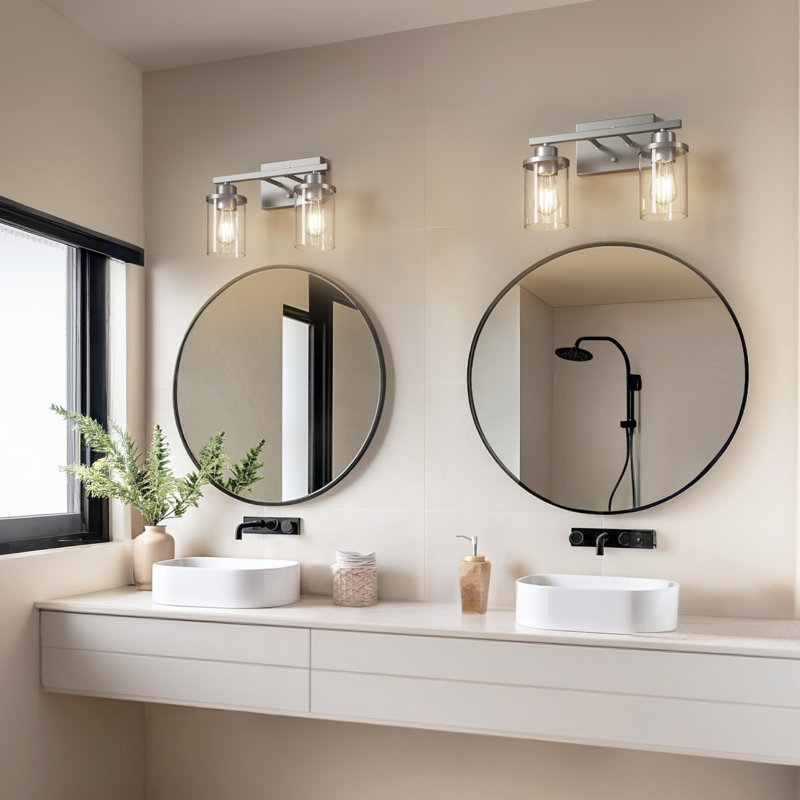 Éclairage pour meuble-lavabo en verre à intensité variable , Nickel brossé, 2