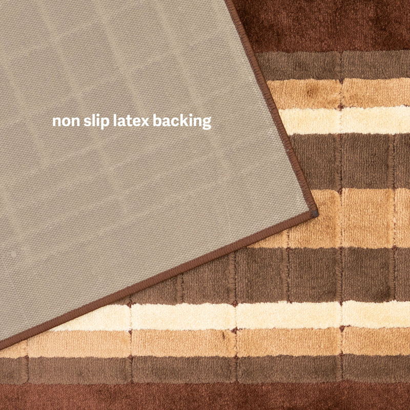Antibacterial Soft Pile Anti Slip Indoor Runner Rug Geometric Squares Beige Design for Hallway Stairway, Runner 2'2" x 15'