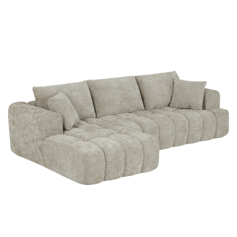 Chenille Lshape Luxury Sectional Oversized Sofa,Mnimalist Design,Comfy Sleeper Couch For Living Room,Apartment&Reception Spaces,No Assembly Required