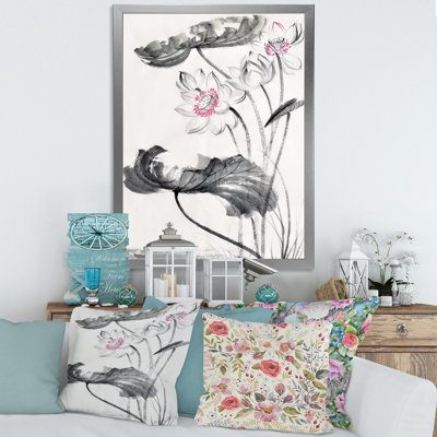 " Vintage Lotus Flowers " Painting Print