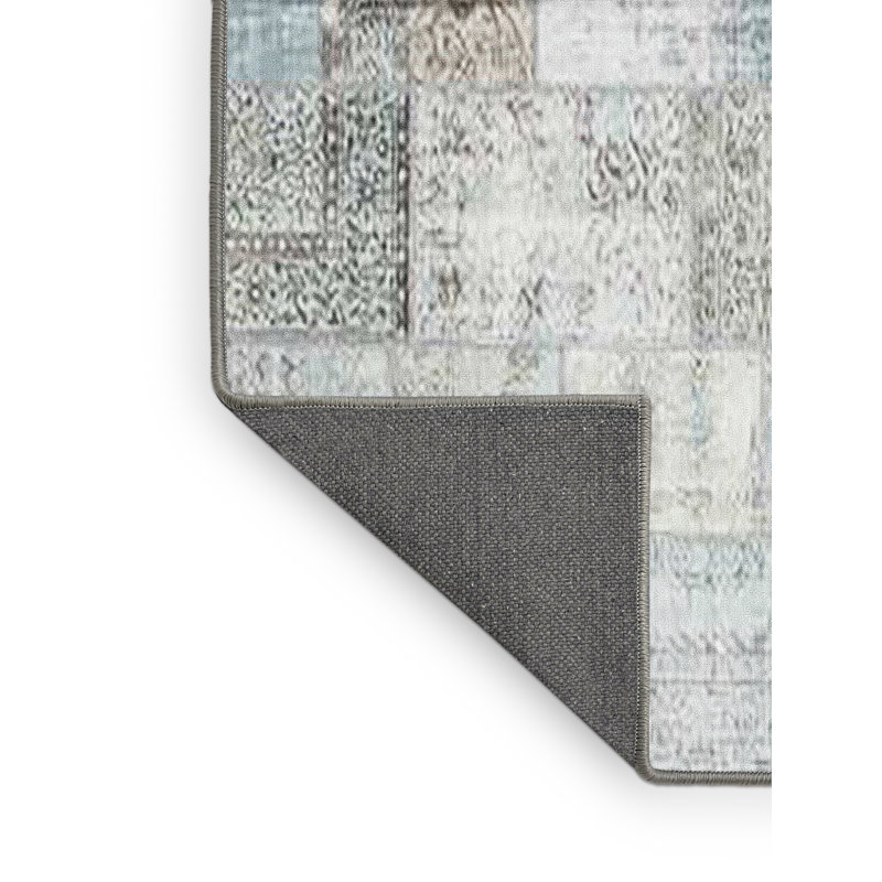 Tapis gris/bleu zone contemporaine, Rectangle 2 pi x 5 pi