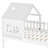 Twin Size House Loft Bed with Slide, Playhouse Loft Bed Star Moon Roof LED Lights Window Ladder Safety Rails No Box Spring,White-917127620-917127623