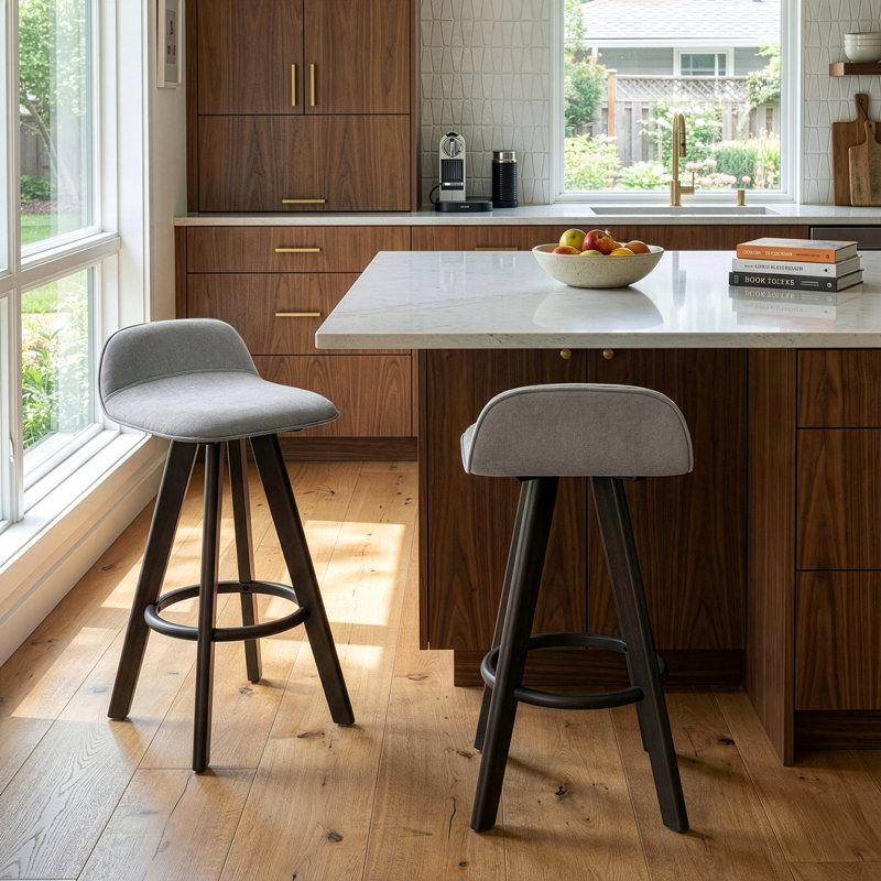 Tabouret de comptoir 25,98 po Baber, Enduit noir, Gris