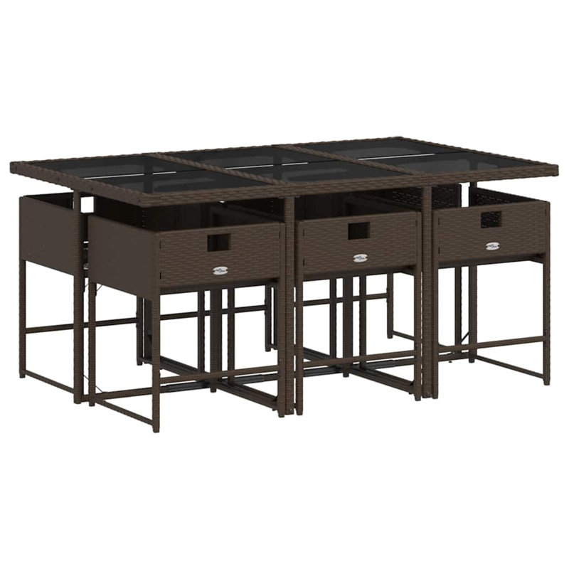 Patio Dining Set with, Cream White, Brown