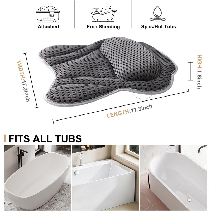 Coussins de baignoire 4D pour le soutien de la tête, du cou et du dos