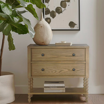 Commode d'appoint 2 tiroirs Naturel Voir ci-dessous