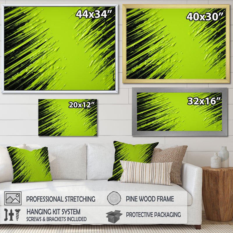Collage tropical - Collages abstraits, art mural, Cadre flottant noir, H 24 po x l 32 po x P 1 po