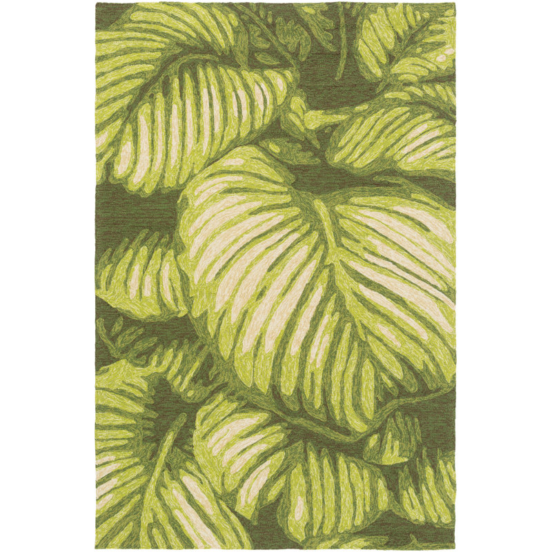 Hand Hooked Floral Indoor Rug, Rectangle 3' x 5'