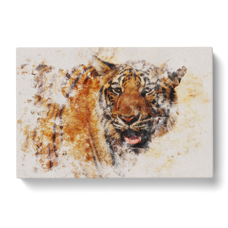 Tiger Vol.7 Watercolour - Wrapped Canvas Print, 35cm H x 50cm W x 3cm D