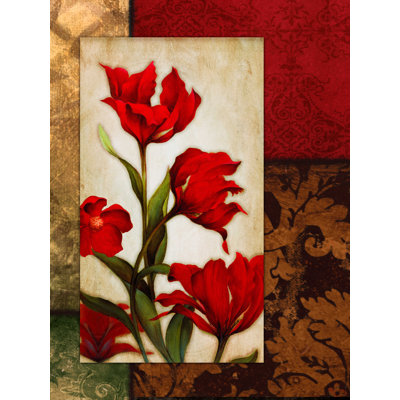 Panneaux de fleurs rouges - reproduction sur toile tendue