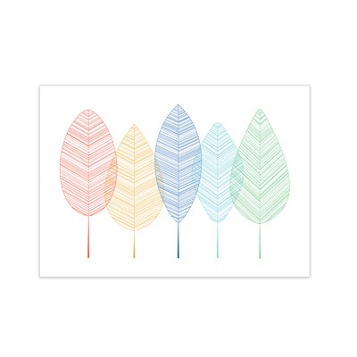 Scandinavian Colourful Leaves In Landscape - Print