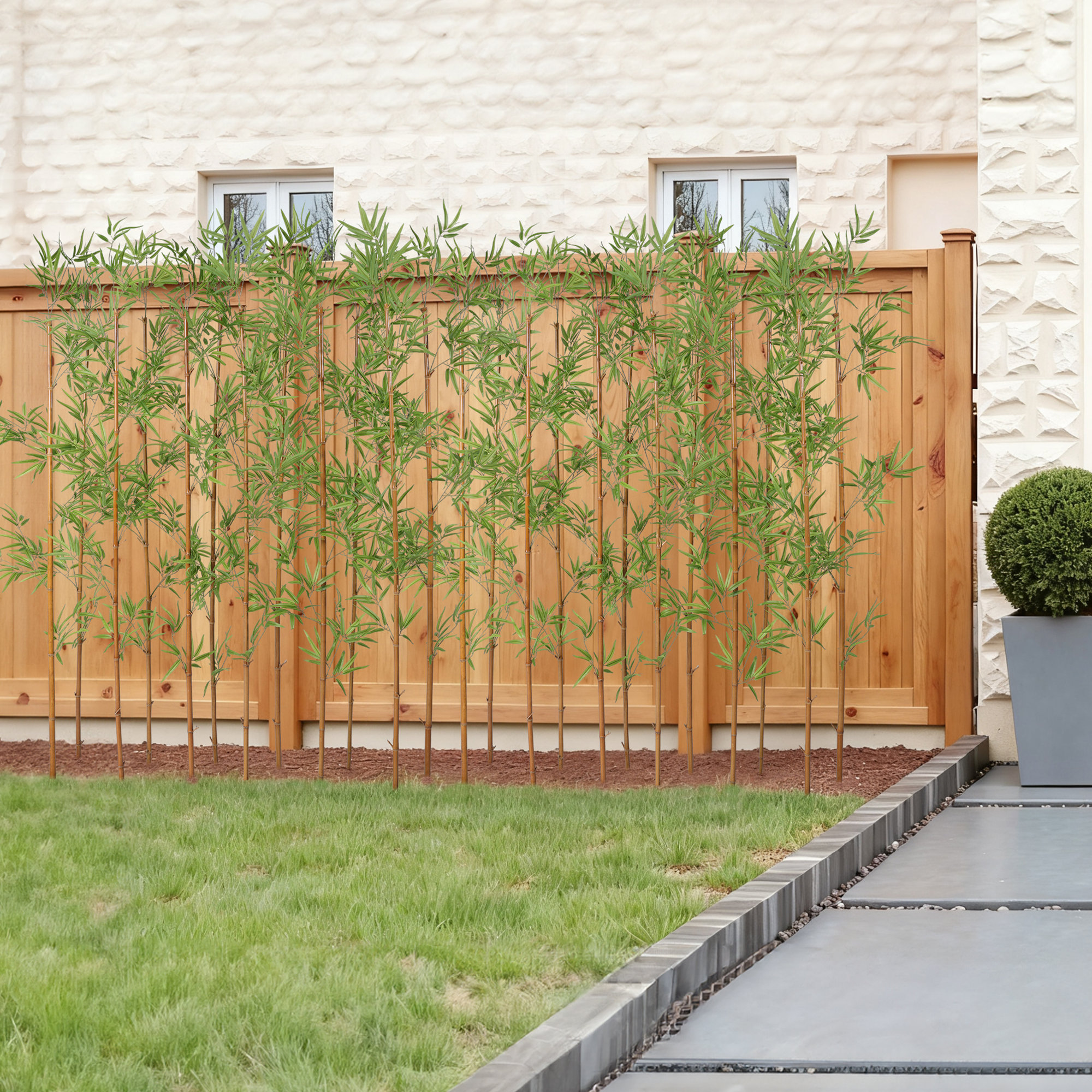 Adcock Artificial Bamboo Tree, Privacy Fence Decor - Real Bamboo Pole with UV Resistant Leaves, 84" H x 15" W x 15" D, 24