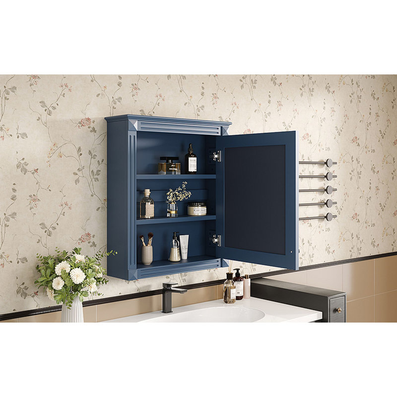Armoire de rangement de salle de bain murale 24 po x 27 po avec miroir, armoire à pharmacie avec tablette réglable en hauteur, armoire de rangement au-dessus de la toilette