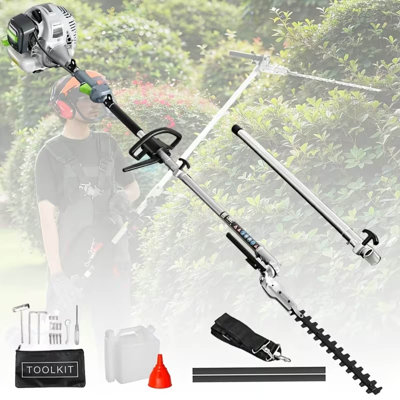 36CC Gas Hedge Trimmer, 2-Stroke Pole Hedge Trimmer with 25Inch Cutter Bar, Double Reciprocating Blades, 270° Rotatable Cutting Head, Hedge Trimmer Gas Powered for Bushes, Hedges and Garden Trimming