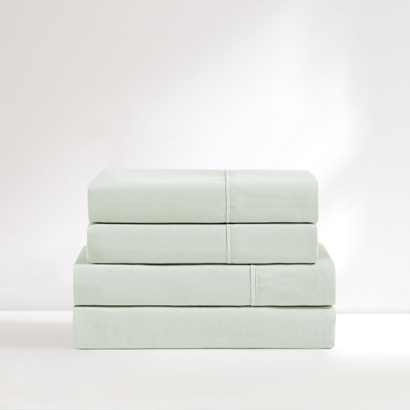 Verona Solid Sheet Set, Twin Sheet Set with 2 Pilowcases, Green