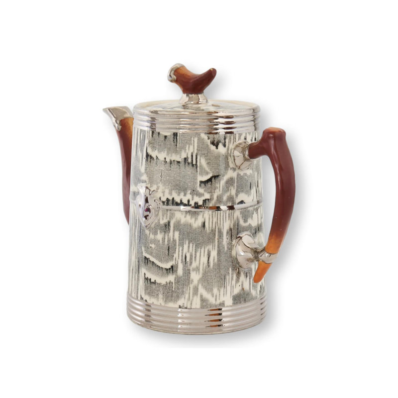 1930S Silver Shield Faux Bois Coffee Pot