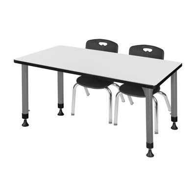 Regency Kee Adjustable Classroom Table & 2 Andy 12 in. Stack Chairs