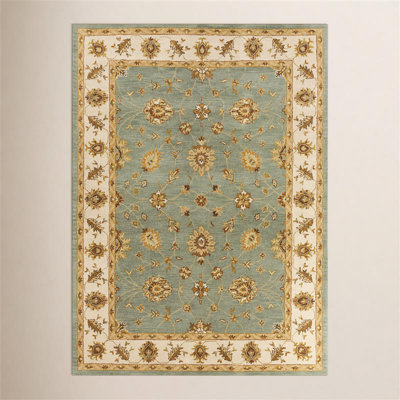 Southshore Green Hand-Woven Oriental Wool Rug