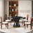 8 Seat Modern Round Sintered Stone Dining Table With Rotating Tray,modern Key-shaped Dining Chairs-1333466244