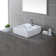 White Ceramic Square Vessel Bathroom Sink with Overflow