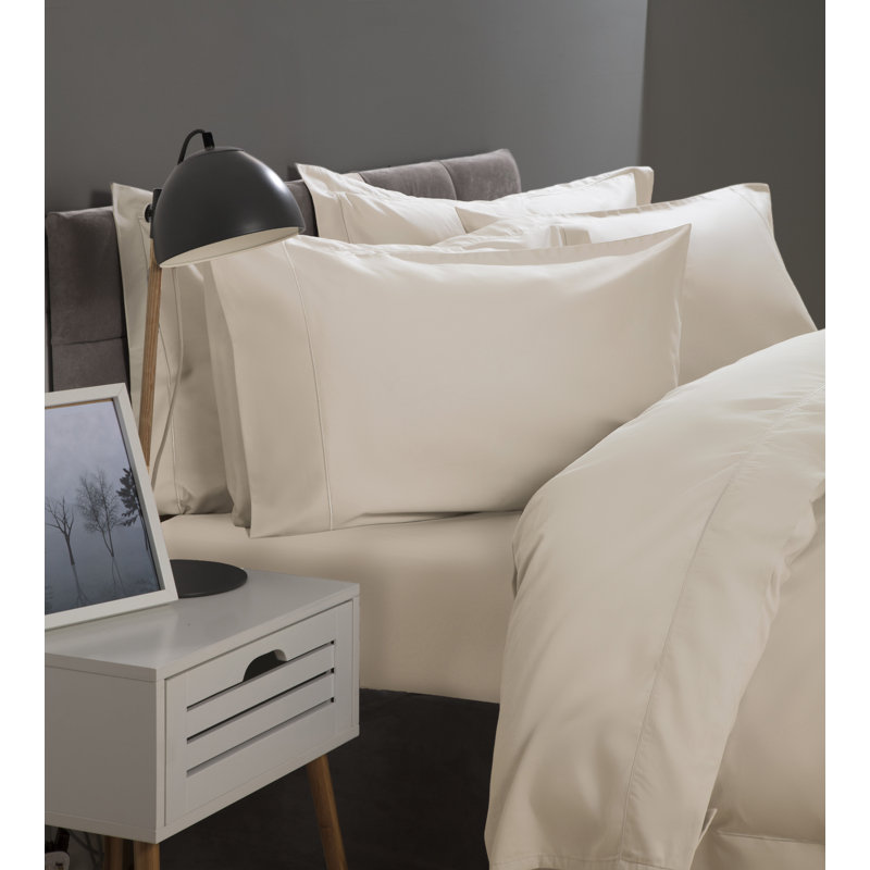 Cotton Solid Colour Duvet Cover Set with Pillowcases Included, Single Duvet Cover + 1 Standard Pillowcase, Ivory