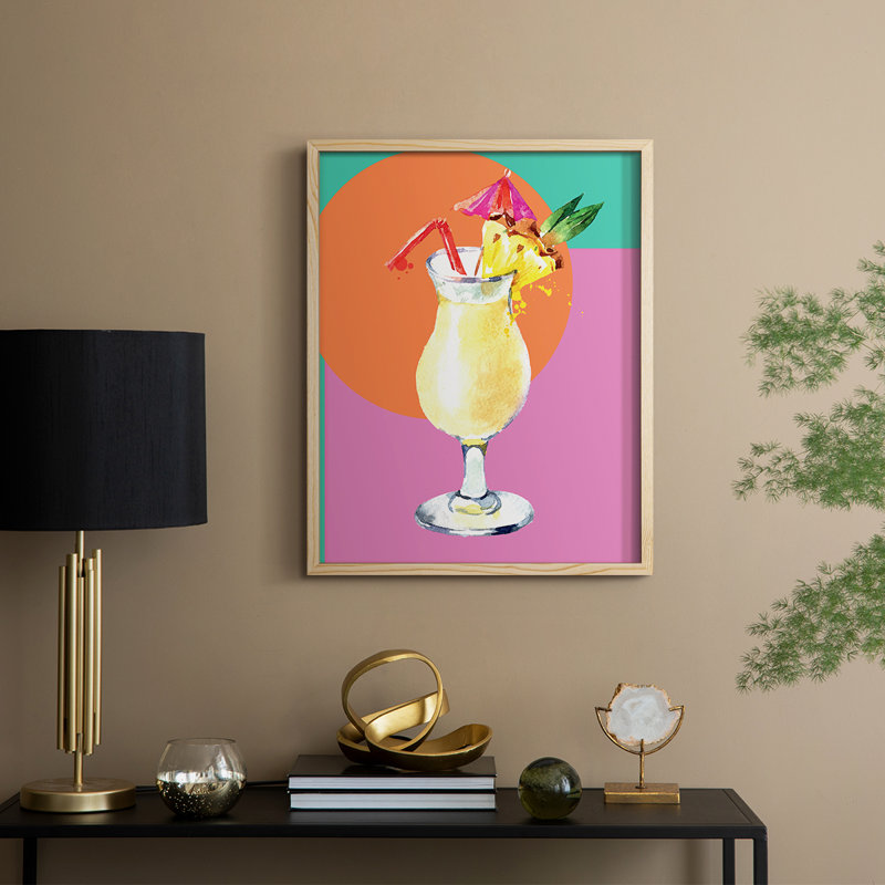 Reproduction encadrée Pina Colada - bois massif, H 11 po x l 9 po, Naturel