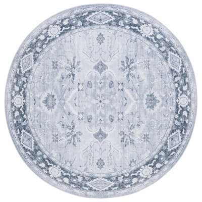 Arizona Bohemian Machine Washable Non-Slip Area Rug in Blue/Gray