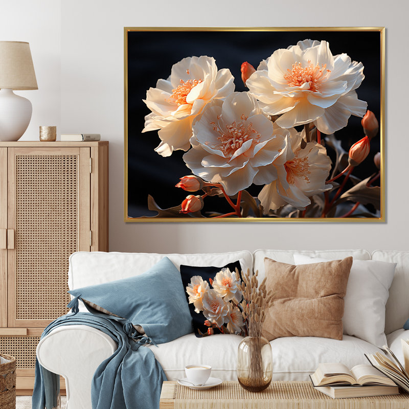 «Carnations Field II», reproduction sur toile, H 34 po x l 44 po x P 1,5 po, Cadre photo noir