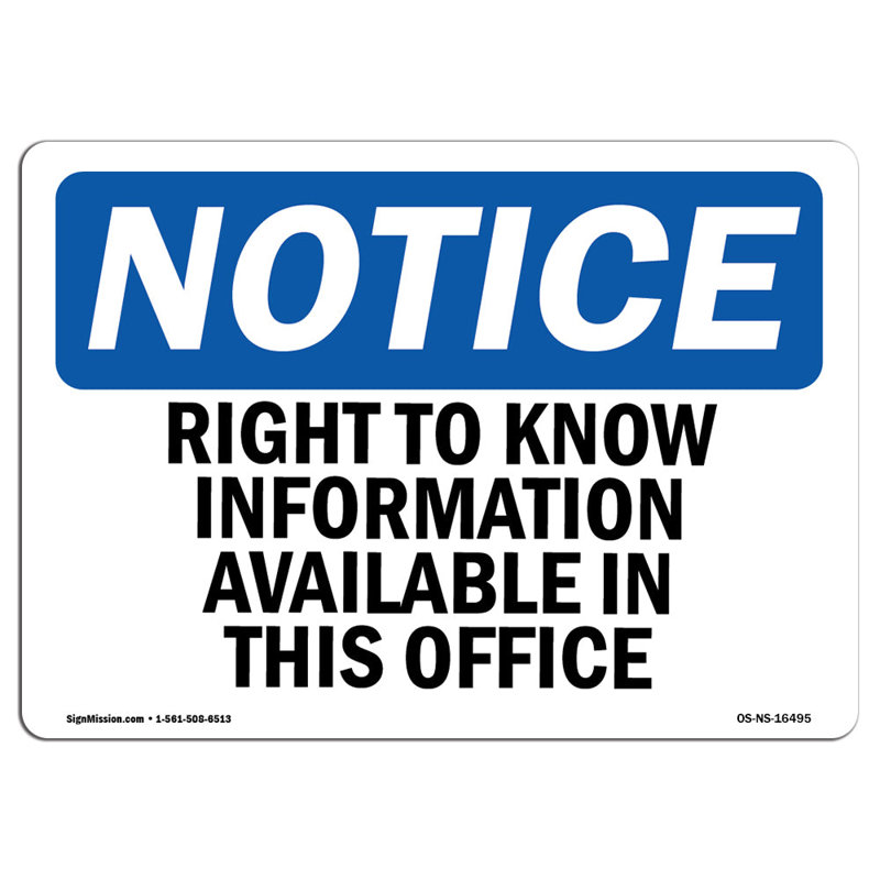 AVIS «Right To Know Information» disponible