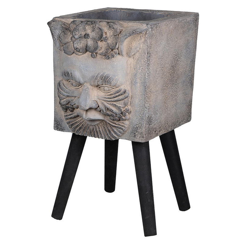 Greek Statue Planter With Legs - 15.4Lbs 13" X 11.4" 22.4" Gray Magnesium Oxide Tall For Patio & Home