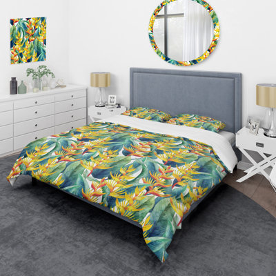 Ensemble de housse de couette en microfibre jaune / bleu 3 pièces