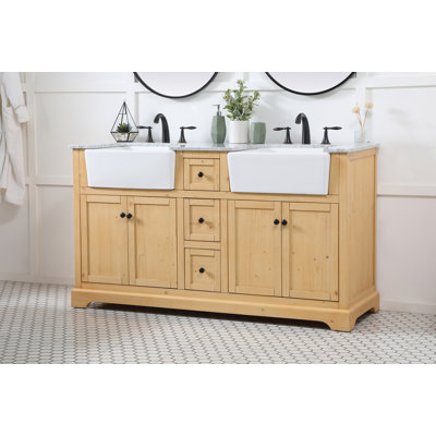 Guri 60'' Double Bathroom Vanity with Carrara Marble Top