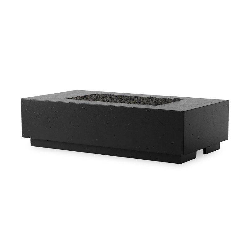 Kenton Rectangle Concrete Fire Pit Table, Natural Gas, Black