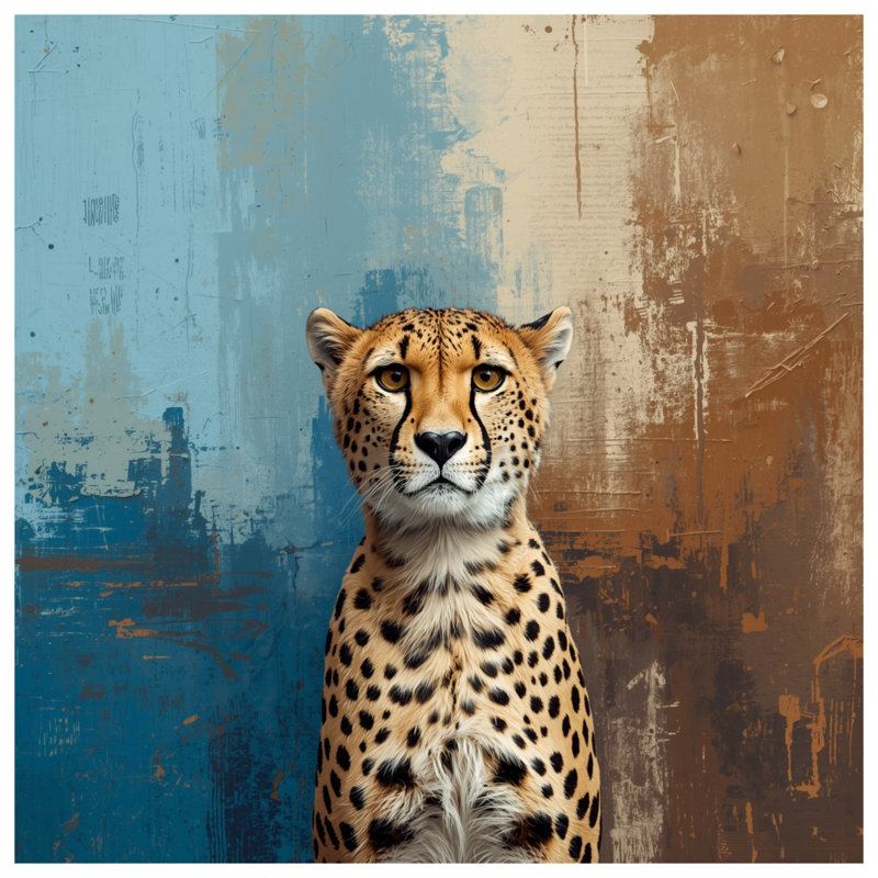 Cheetah On Textured Background Wall Tapestry - Cheetah Wall Decor, 50in H x60in W with 4 Grommets