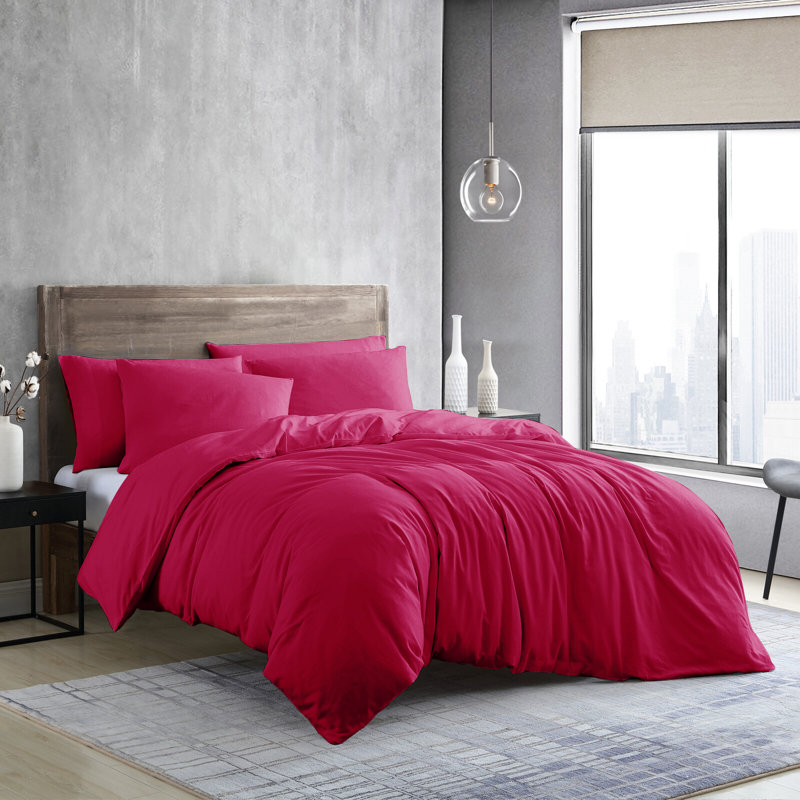 Edyson Microfiber Duvet Cover Set with Pillowcases Included, Single - 1 Standard Pillowcase, Pink