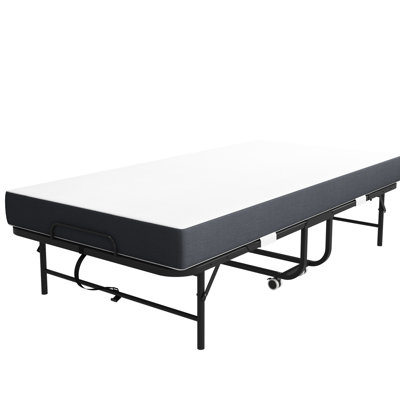 75" X 38" Twin Folding Bed With Memory Foam Mattress - Portable Foldable For Offices, Metal Construction, Black Comfortable Guest Bed, Frame, Easy Assembly And Use