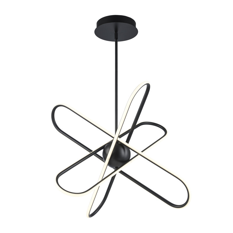 Luminaire suspendu unique à 3 lumières DEL Orchimont, Noir, H 18,7 po x l 25 po x P 27,5 po