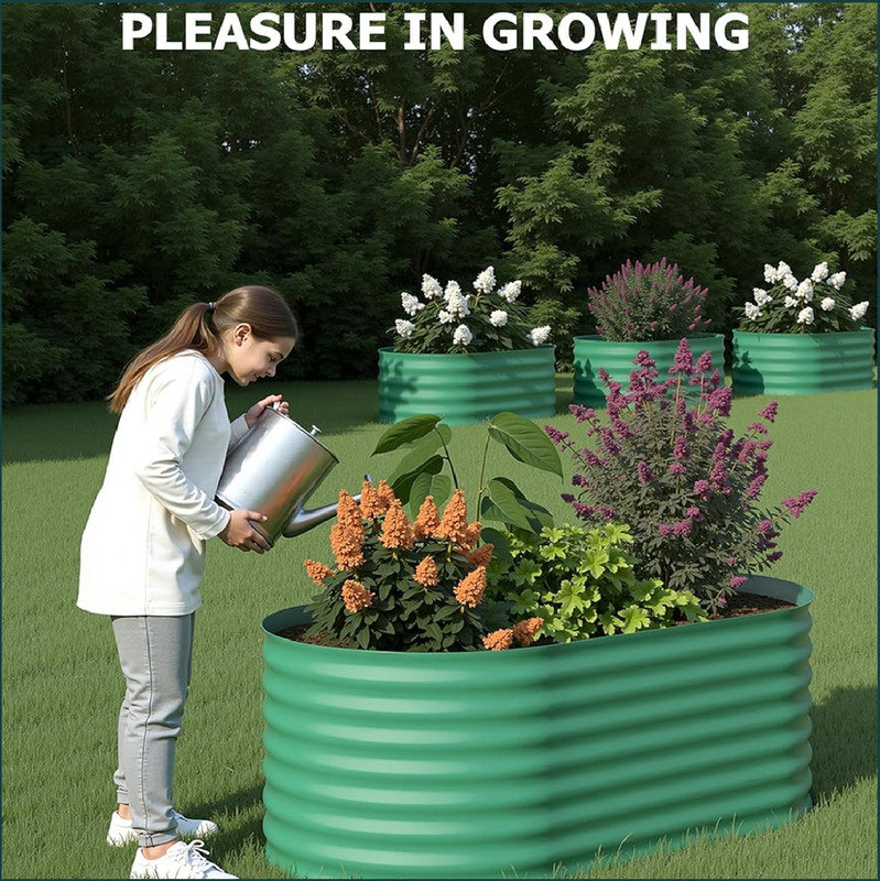Metal Raised Garden Extension Kit, 61 H × 121.9 W × 61 D (cm), Green