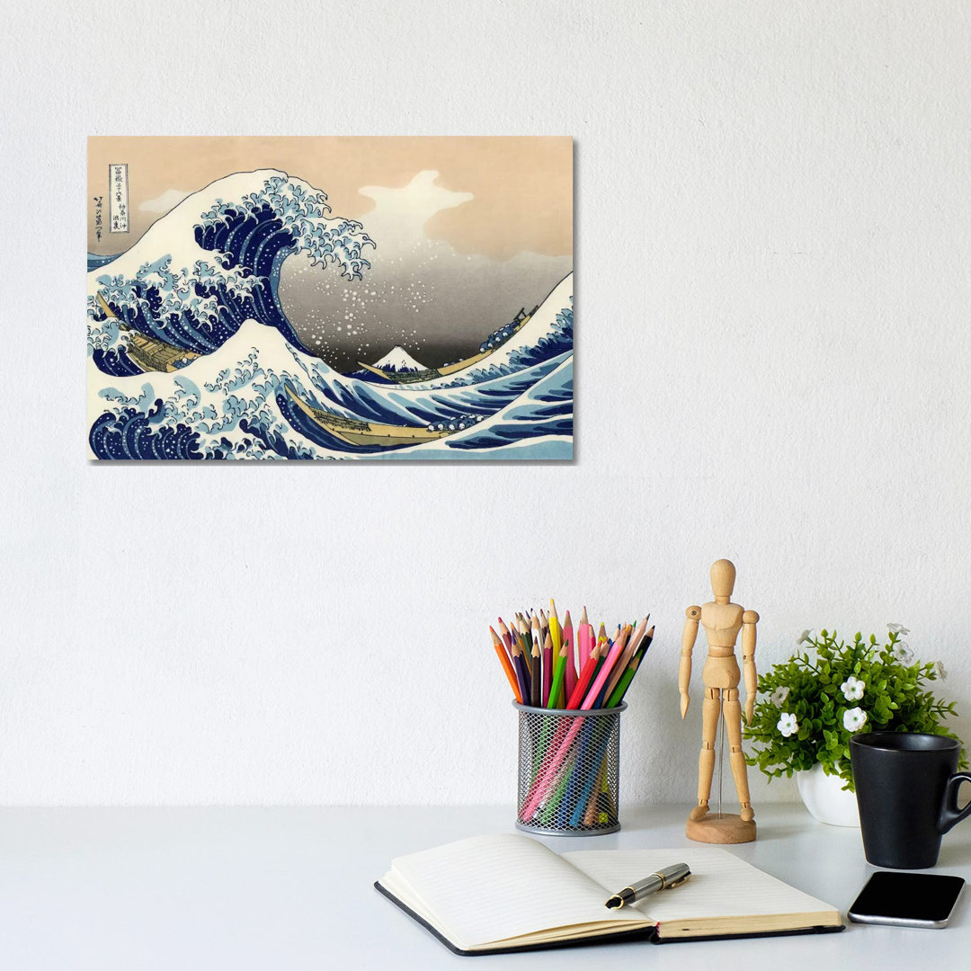 The Great Wave At Kanagawa, 1829 by Katsushika Hokusai - Wrapped Canvas Painting