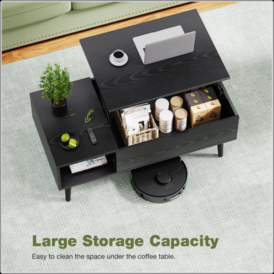 Lift Top Coffee Storage Wood Tables with Hidden Compartment Small Dining Desk -  Millwood Pines, BB2FCDB3AD0F4655BA6A6D1BBC7B7F48